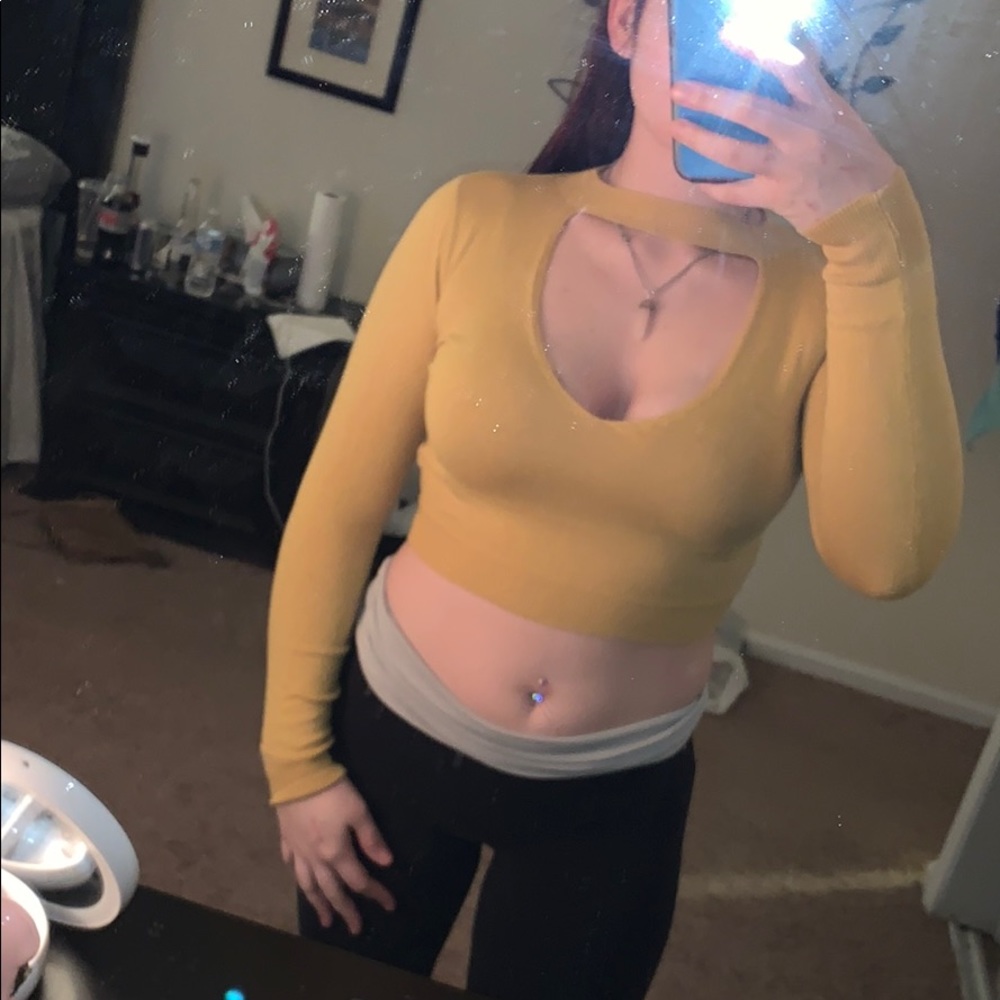yellow cropped open chest top